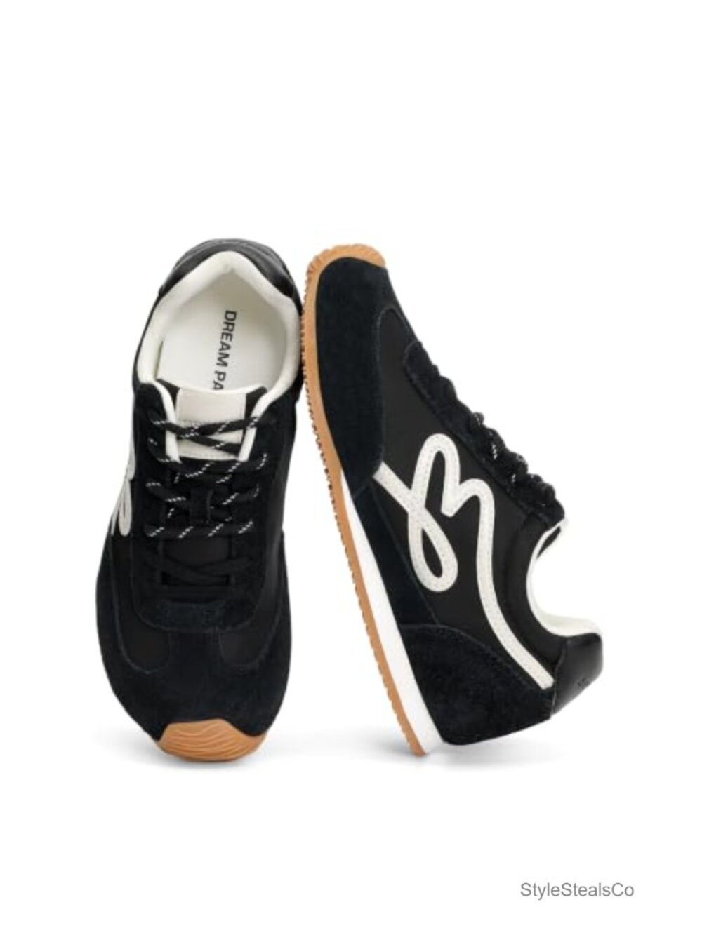 Retro Tennis Sneakers Low Top Lace Up Faux Suede Casual Walking Shoes